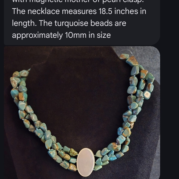 Turquoise 3-Strand Necklace with Mother of Pearl - Picture 3 of 5